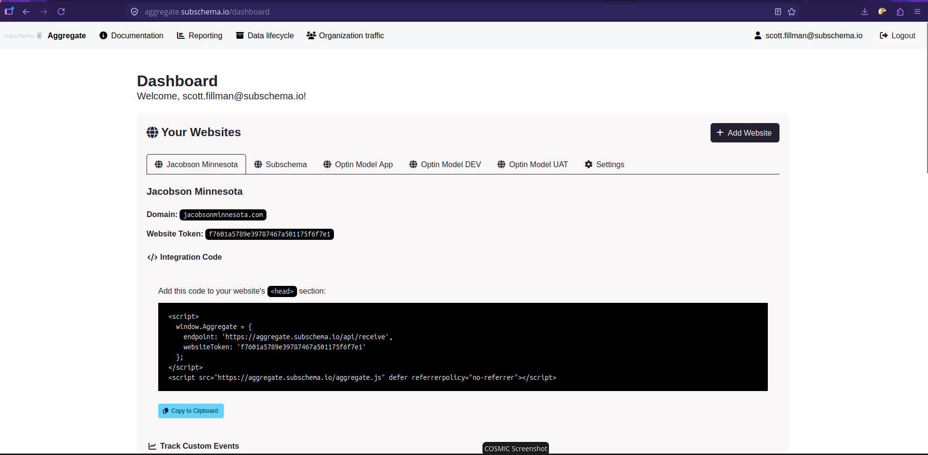 Dashboard screenshot